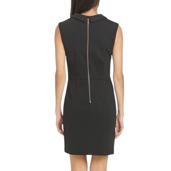 LOFT Dress Black Drape Neck Sheat Sleeveless Pockets Career Women's Size 2P - Picture 2 of 10